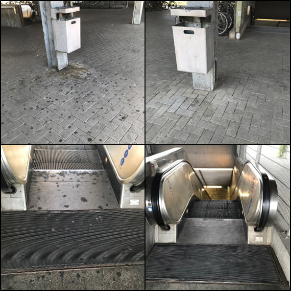 Sonderreinigung zur Kaugummientfernung an der Haltestelle Ludwigshafen Hauptbahnhof