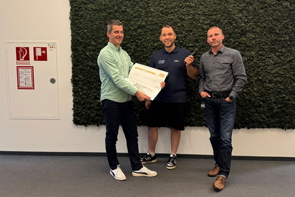 Abteilungsleiter Paul Ritze, Podcastmoderator Jens Schneider und Bereichsleiter Frank Dommasch