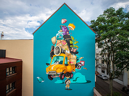 Streetart in Mannheim von Hombre SUK - Projekt Stadt Wand Kunst