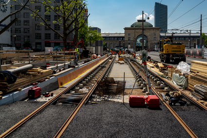 Baustelle am Bahnhofsvorplatz in Mannheim
