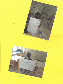Kindergartenmalereien auf alten Fahrgastinformationaushängen Bild 5