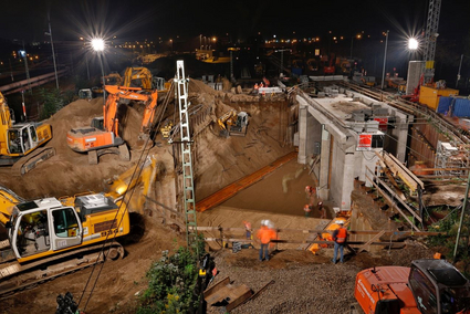 Nachtarbeiten an Baustelle der Stadtbahn Nord