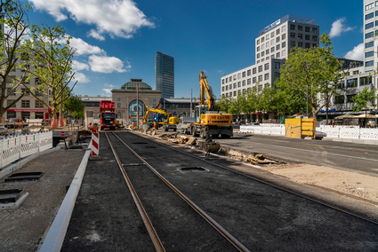 Bauarbeiten am Bahnhofsvorplatz in Mannheim