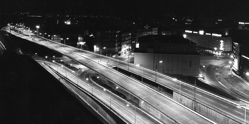 Hochstraße Süd bei Nacht vor 1960