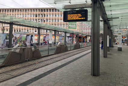 Gesperrter Berliner Platz in Ludwigshafen