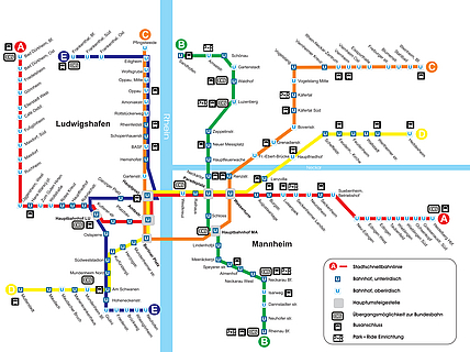 Geplantes U-Stadtbahn-Gesamtnetz der Region