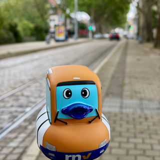 Marie-Luise an der Haltestelle Lucas-Cranach-Straße in Mannheim