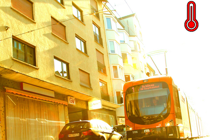 Straßenbahn in der Sommerhitze