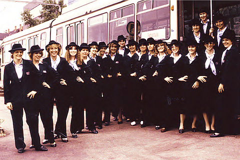 Stadtbahnfahrerinnen beim Ausbildungskurs 1984