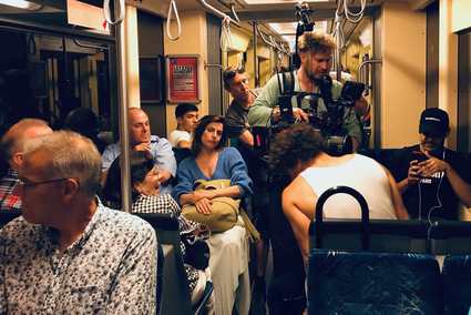 Dreharbeiten in der Straßenbahn
