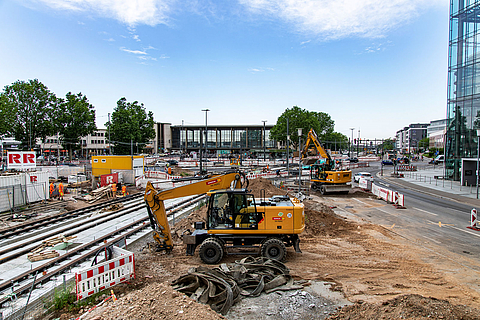Baustelle an der Haltestelle HD Hauptbahnhof 5. Juni 2019
