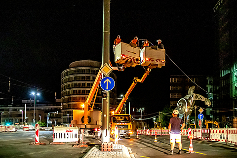 Nachtarbeiten an der Haltestelle HD Hauptbahnhof 29. Juli 2019