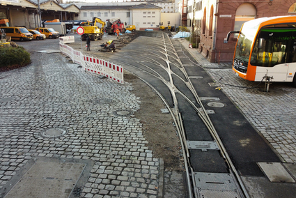 Gleisharfe im Betriebshof Heidelberg